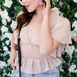 Pink Ruffled Sleeve Top.